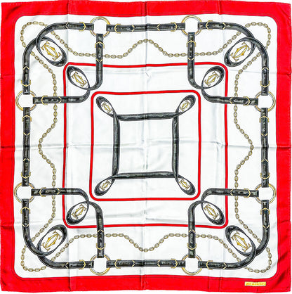 Cartier Red, Ivory, & Black Scarf Orig $515