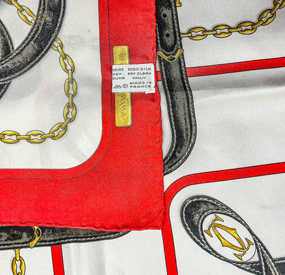 Cartier Red, Ivory, & Black Scarf Orig $515