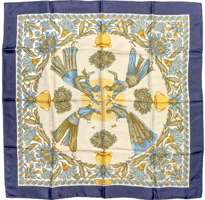 Salvatore Ferragamo Navy Topiary Scarf, Orig $415