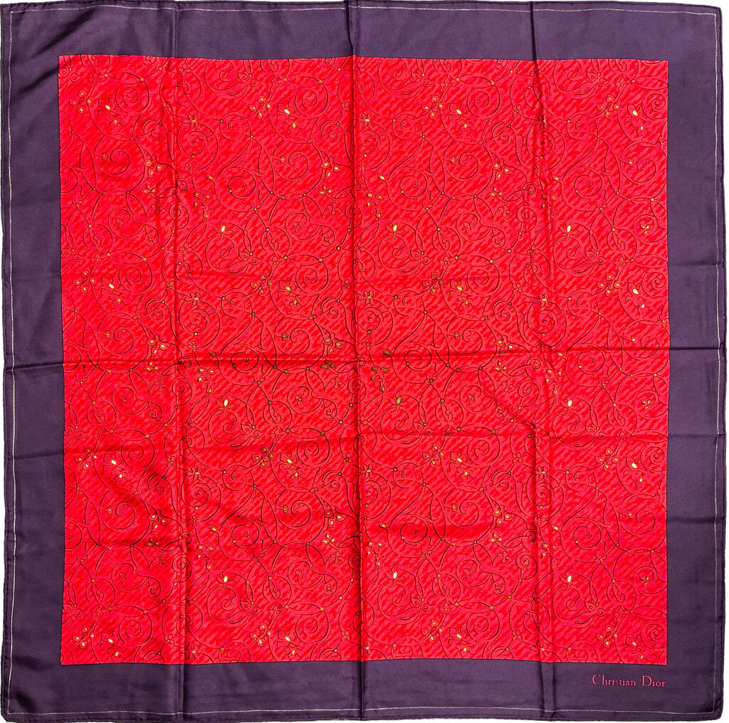 Vintage Christian Dior Red Scarf, Orig $315