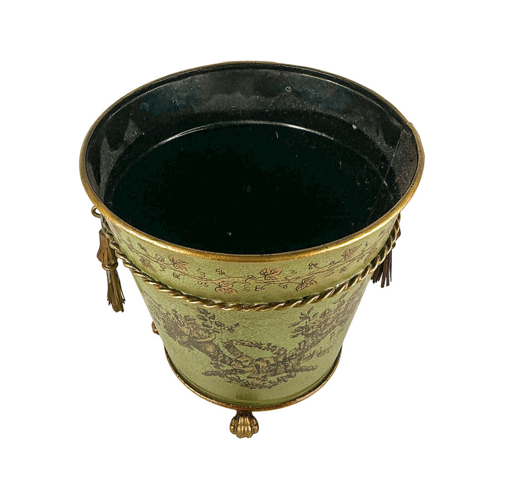 Italian Toleware Cachepot Planter w/ Brass Tassels