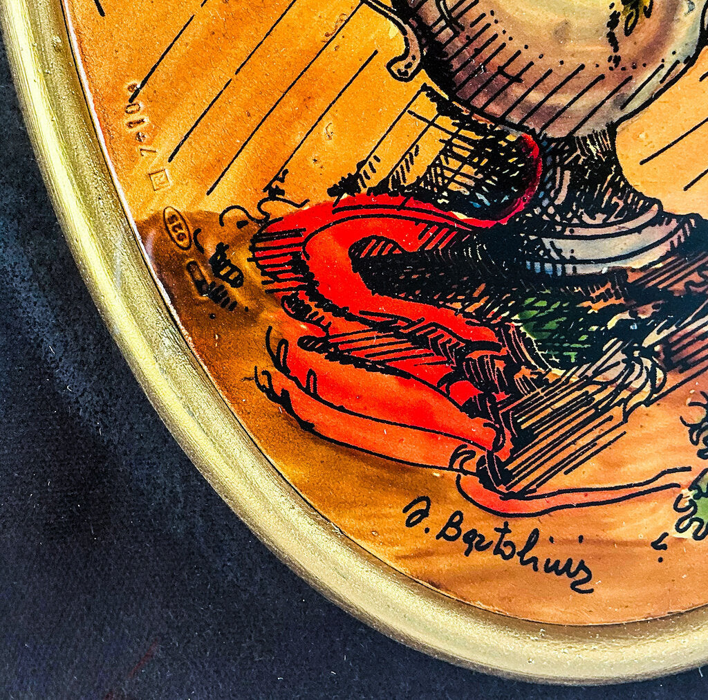 Mid-Century Italian Enameled Sterling Plaque