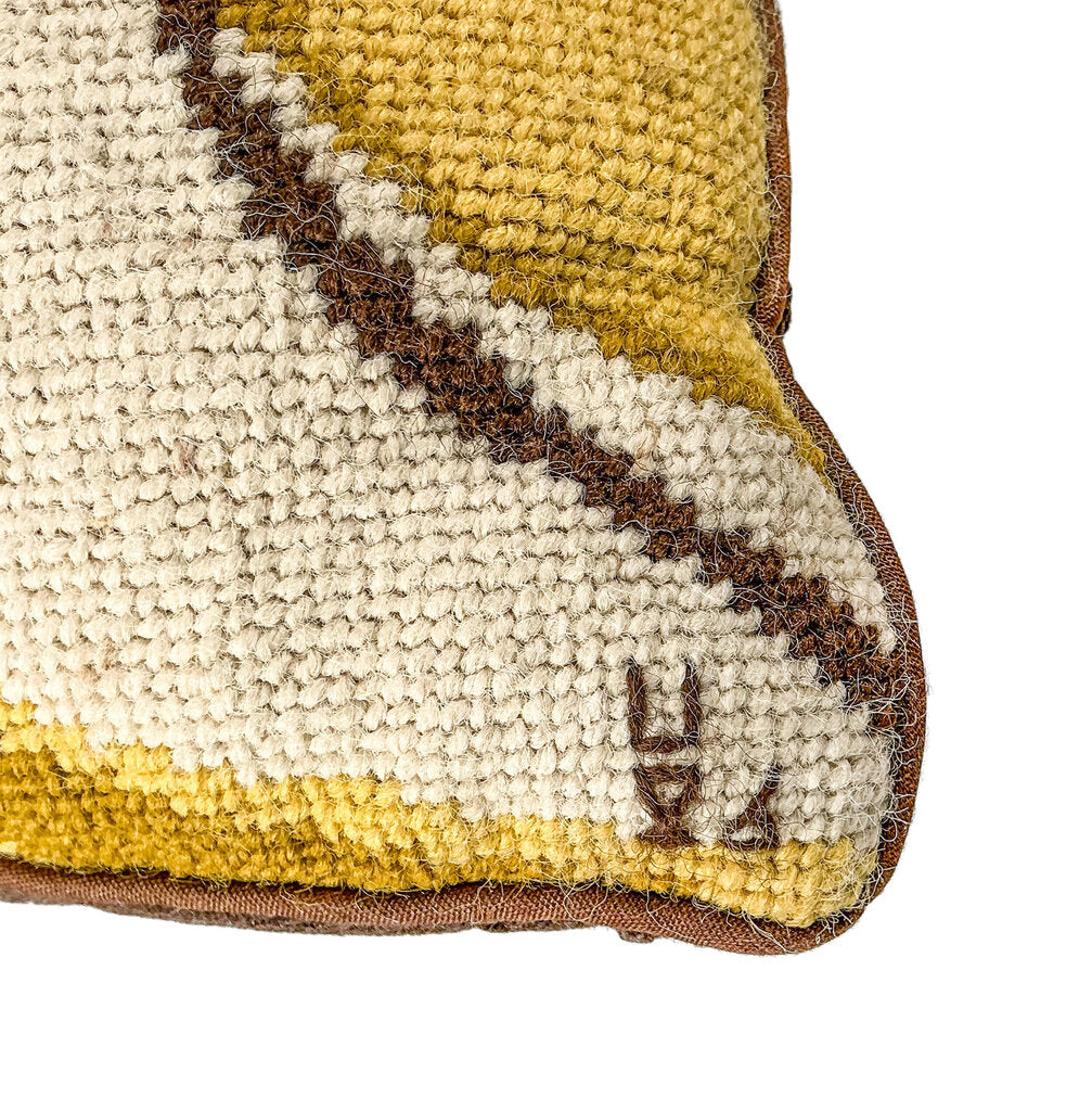 Vintage Lion Face Needlepoint Pillow