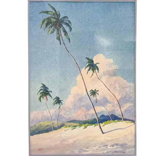 Francis O. Libby. Palm Trees in the Breeze. Watercolor on Paper.