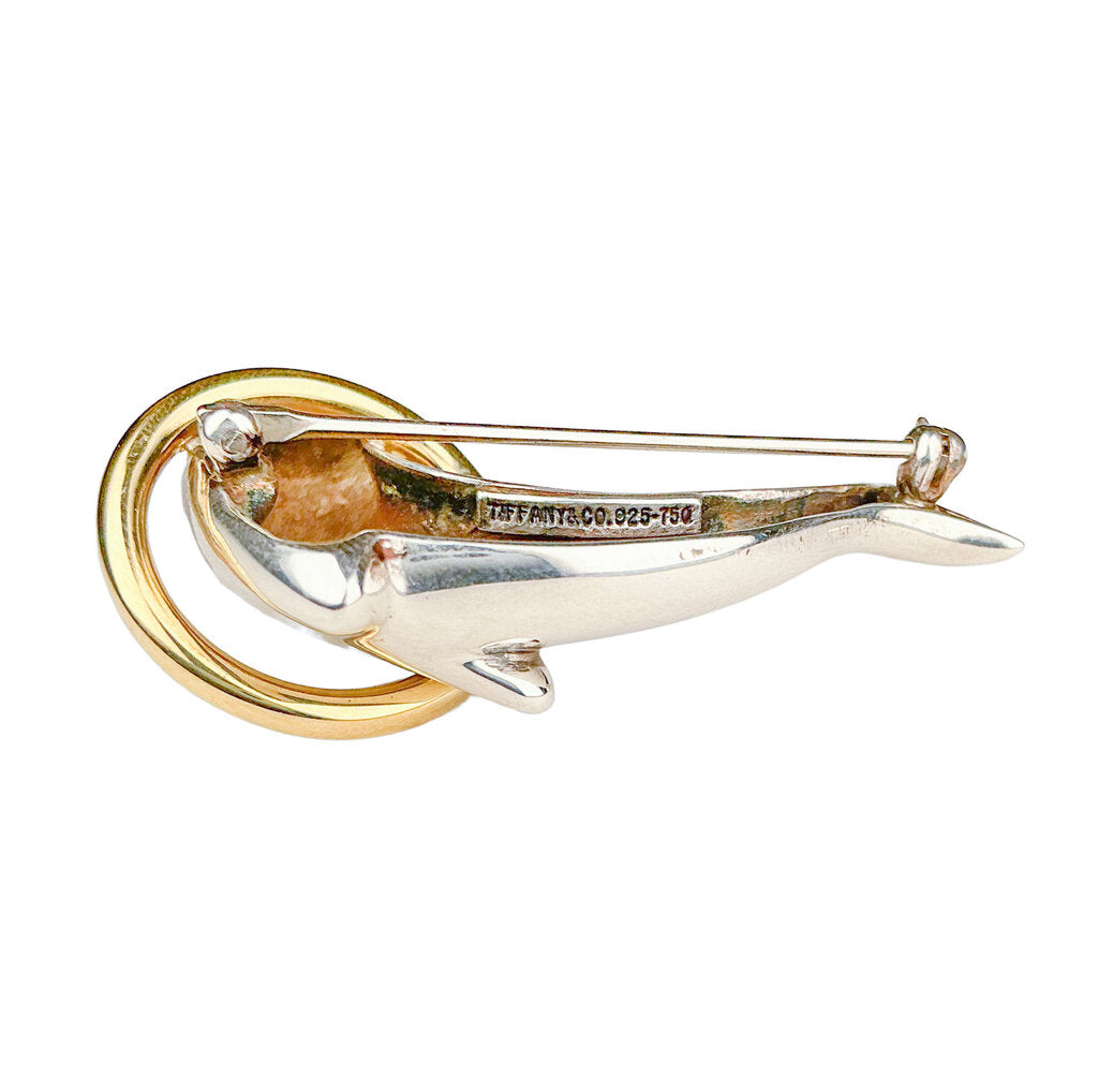 Tiffany & Co. 18K & Sterling Dolphin Brooch