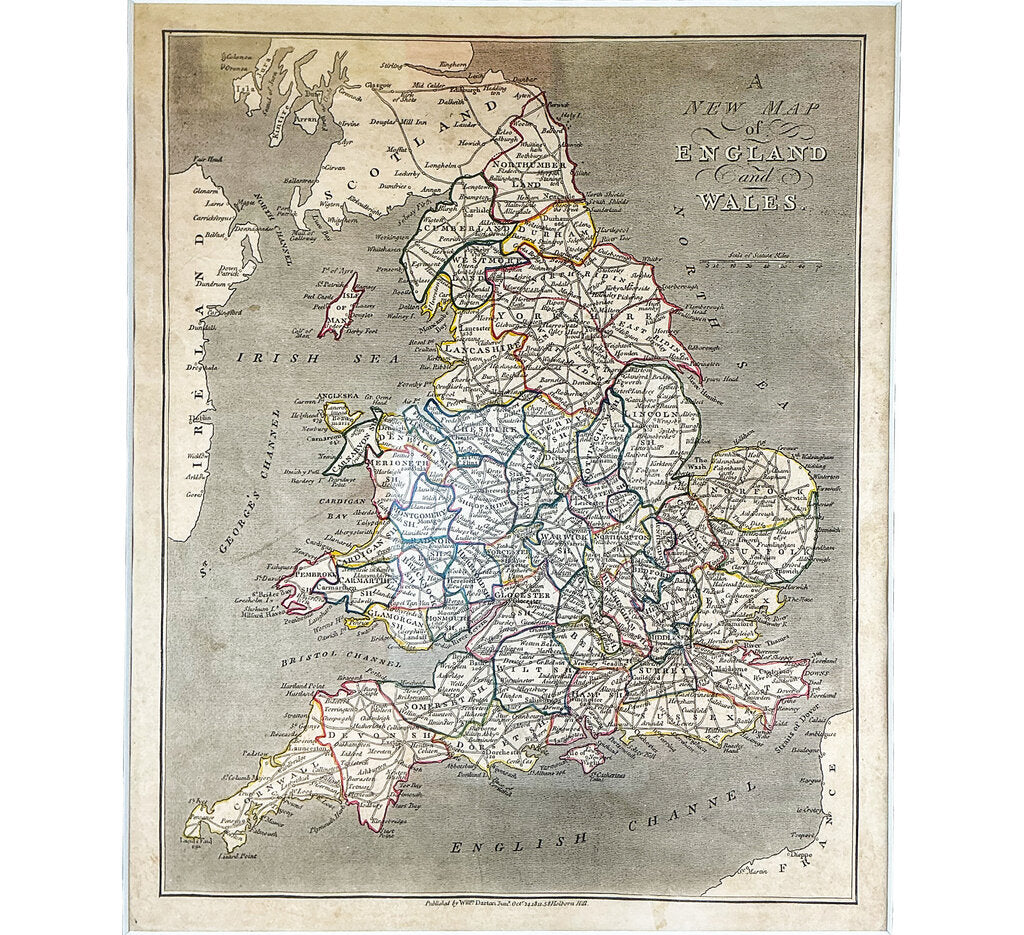 Original 1812 Engraving, Map of England & Wales