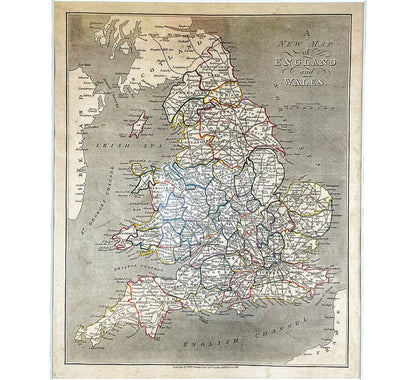 Original 1812 Engraving, Map of England & Wales