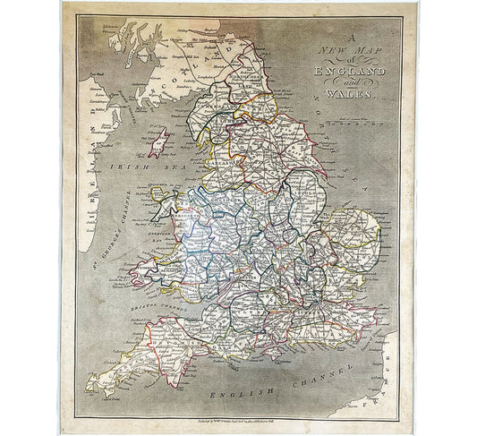 Original 1812 Engraving, Map of England & Wales