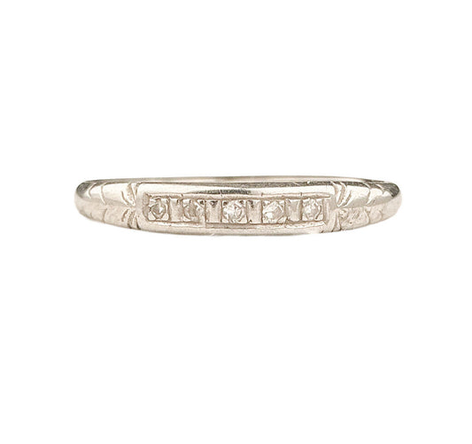 Vintage 18K WG 5-Stone Diamond Band