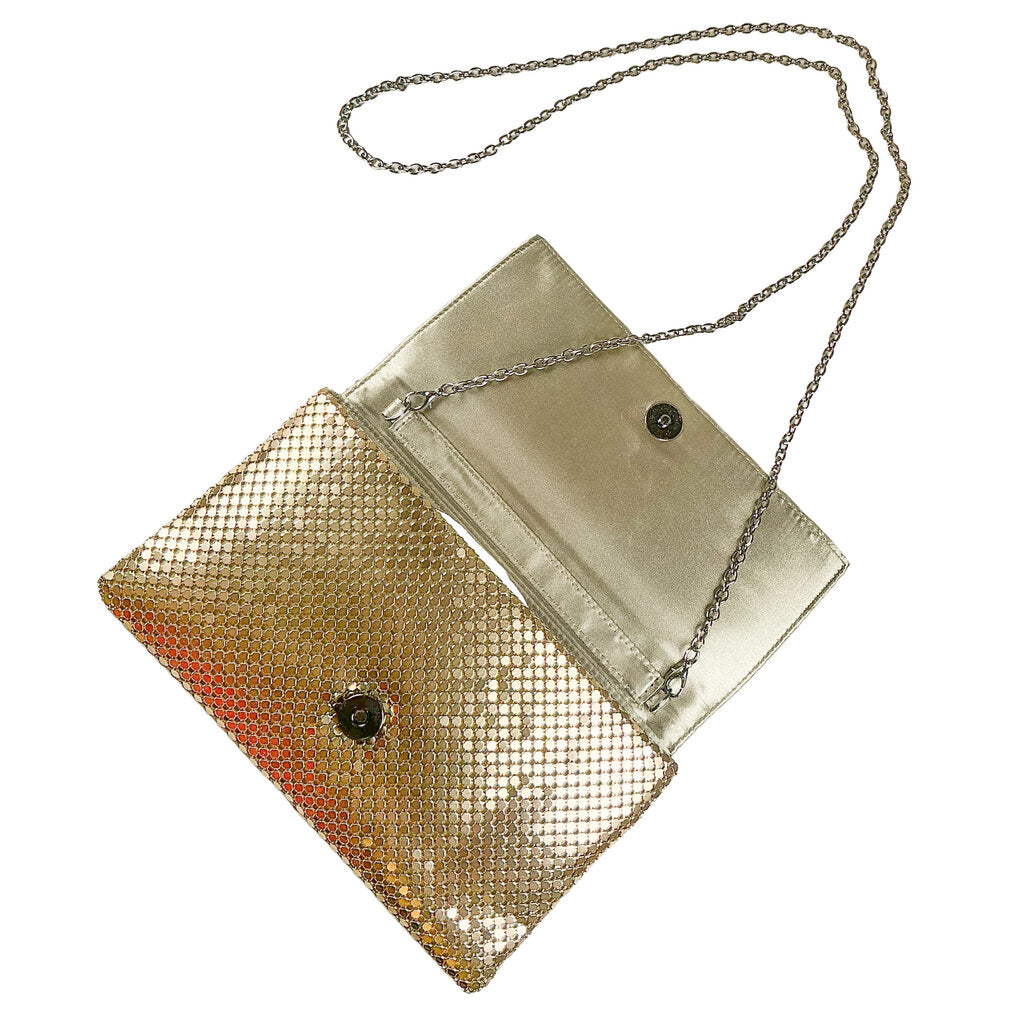 Vntg Gold Metal Mesh Evening Bag