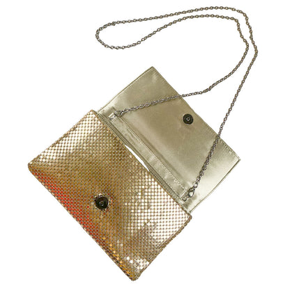 Vntg Gold Metal Mesh Evening Bag