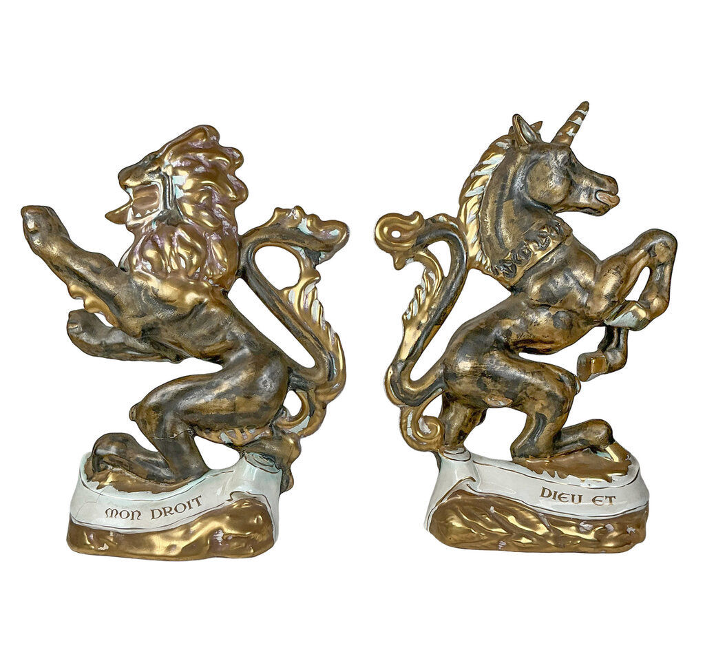 PAIR Wedgewood & Co Ltd Lion & Unicorn Bookends