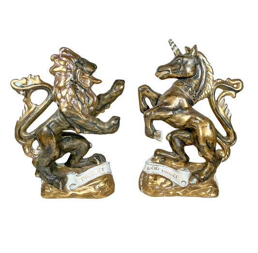 PAIR Wedgewood & Co Ltd Lion & Unicorn Bookends