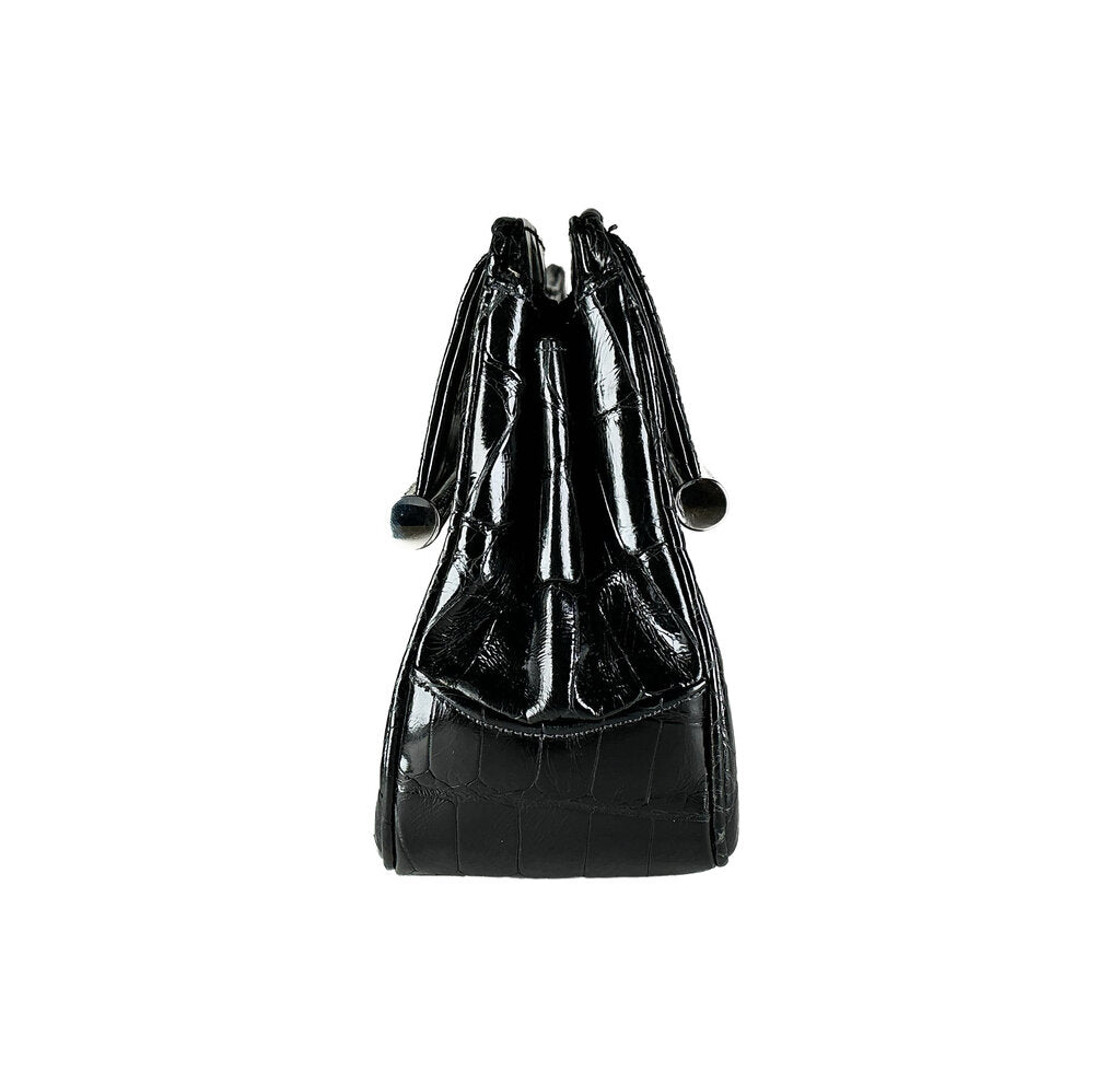 Judith Leiber Black Alligator Evening Bag w/ Swaroski Crystals