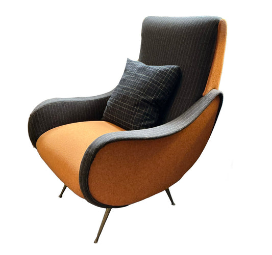 Vintage Minotti Armchair in Brown & Orange - Opportunity Shop DC