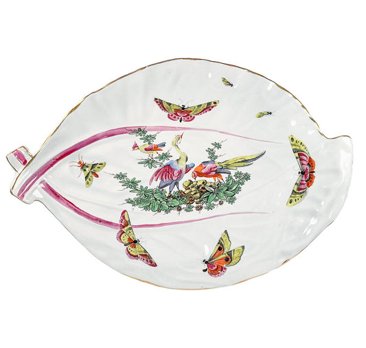 Mottahedeh Chelsea Bird 12" Leaf Dish