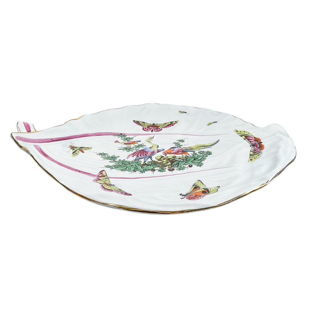 Mottahedeh Chelsea Bird 12" Leaf Dish