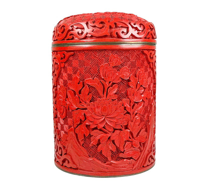 Beijing Carved Lacquer Factory Cinnabar Tea Caddy
