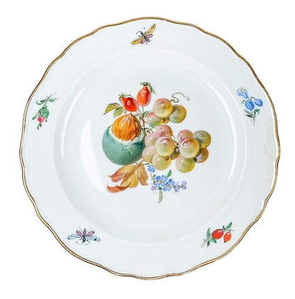 Antq Meissen Fruit Plate w/ Botanical Border