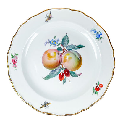 Antq Meissen Fruit Plate w/ Botanical Border