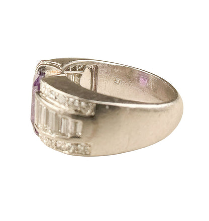 Platinum Ring set w 3 ct Amethyst & .85 ct in Diamonds