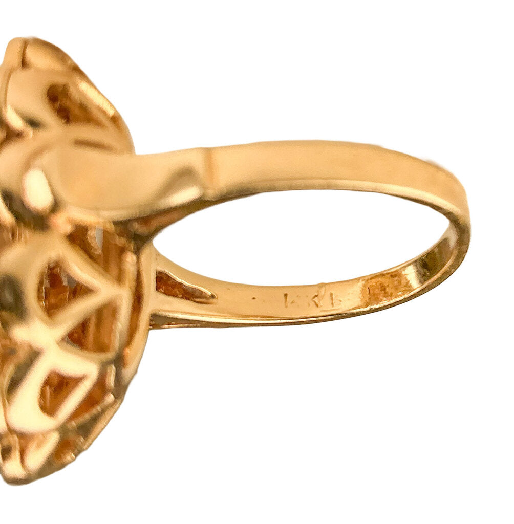 14K YG Ring set w 1.8ct in Diamonds & Enamel