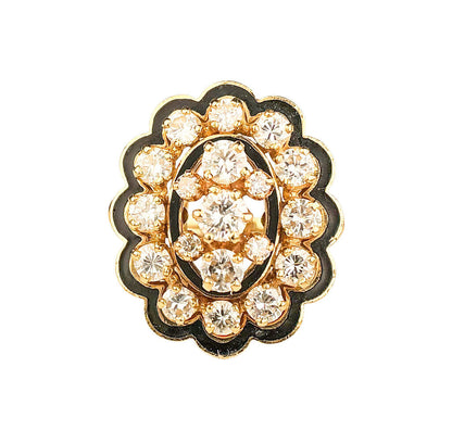 14K YG Ring set w 1.8ct in Diamonds & Enamel