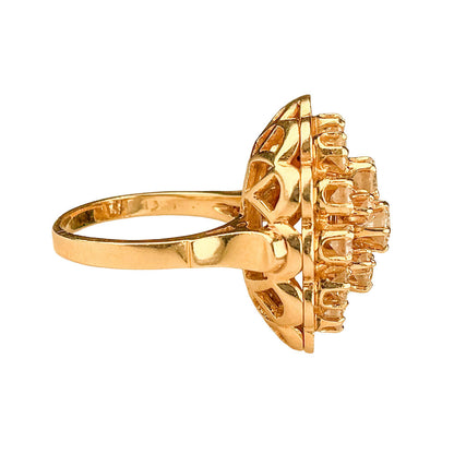14K YG Ring set w 1.8ct in Diamonds & Enamel