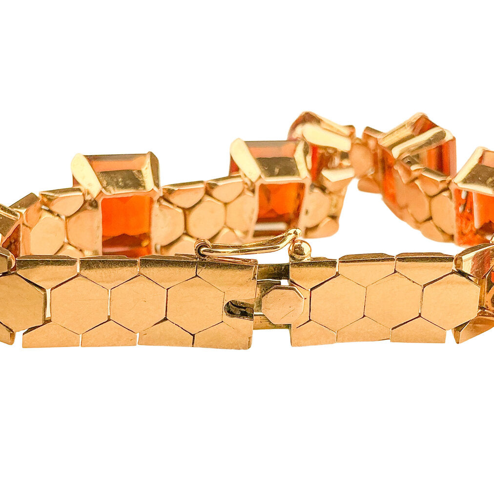 14K YG Braclet w 7 Emerald Cut Madeira Citrine