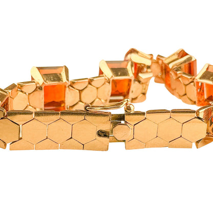 14K YG Braclet w 7 Emerald Cut Madeira Citrine