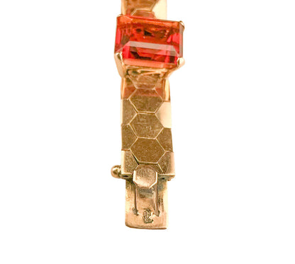 14K YG Braclet w 7 Emerald Cut Madeira Citrine