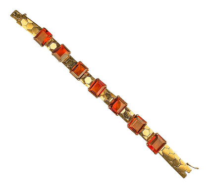 14K YG Braclet w 7 Emerald Cut Madeira Citrine