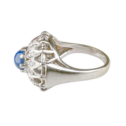 14K WG Ring set w Diamonds & Synthetic Sapphire