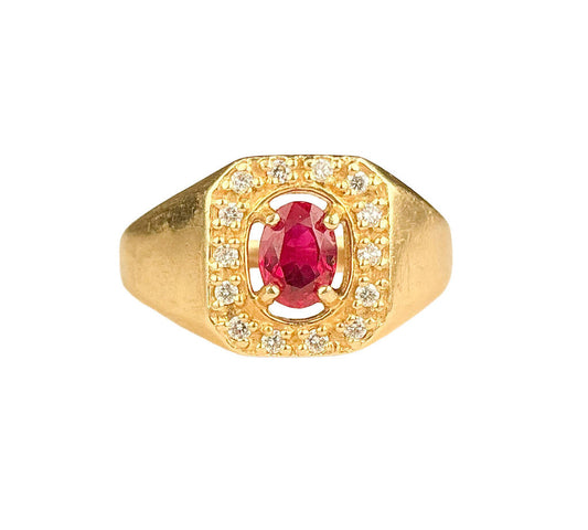 14K YG Ring set w Center Ruby & Diamonds - Opportunity Shop DC