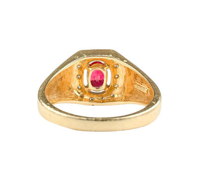 14K YG Ring set w Center Ruby & Diamonds