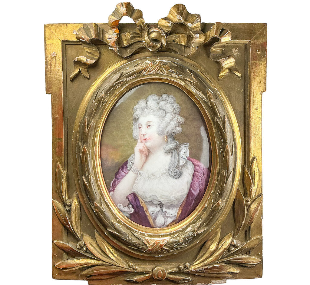 Hand Painted Portrait of a Women on Limoges Porcelain Plaque