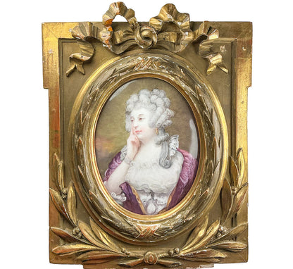 Hand Painted Portrait of a Women on Limoges Porcelain Plaque