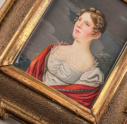 19th Cent. European Miniature, Oil on Ivory.