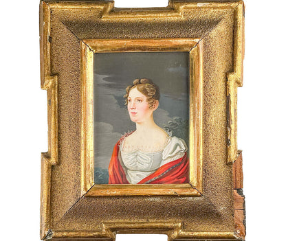 19th Cent. European Miniature, Oil on Ivory.