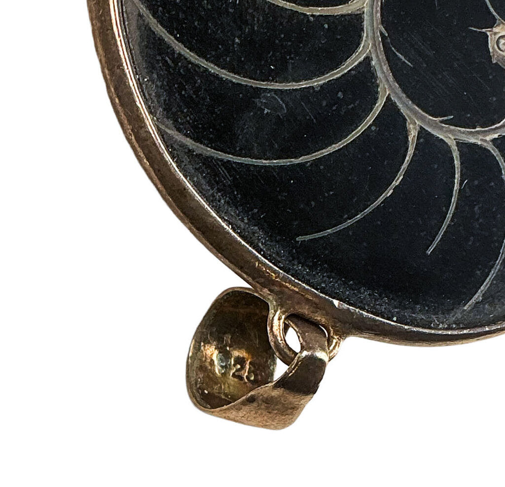 Vntg Sterling Silver Polished Nautilus Shell Pendant