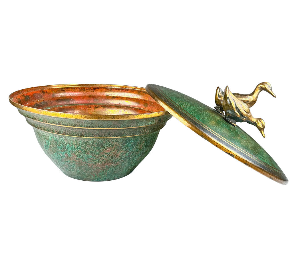 MCM Carl Sorenson Bronze Compote w/ Duck Finial