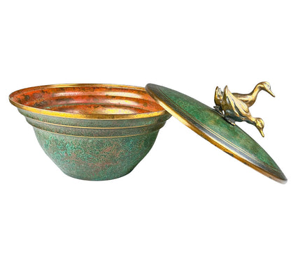 MCM Carl Sorenson Bronze Compote w/ Duck Finial