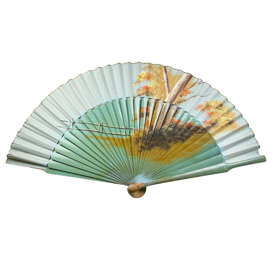 1920s Handpainted Fan w/ Autumn Leaves