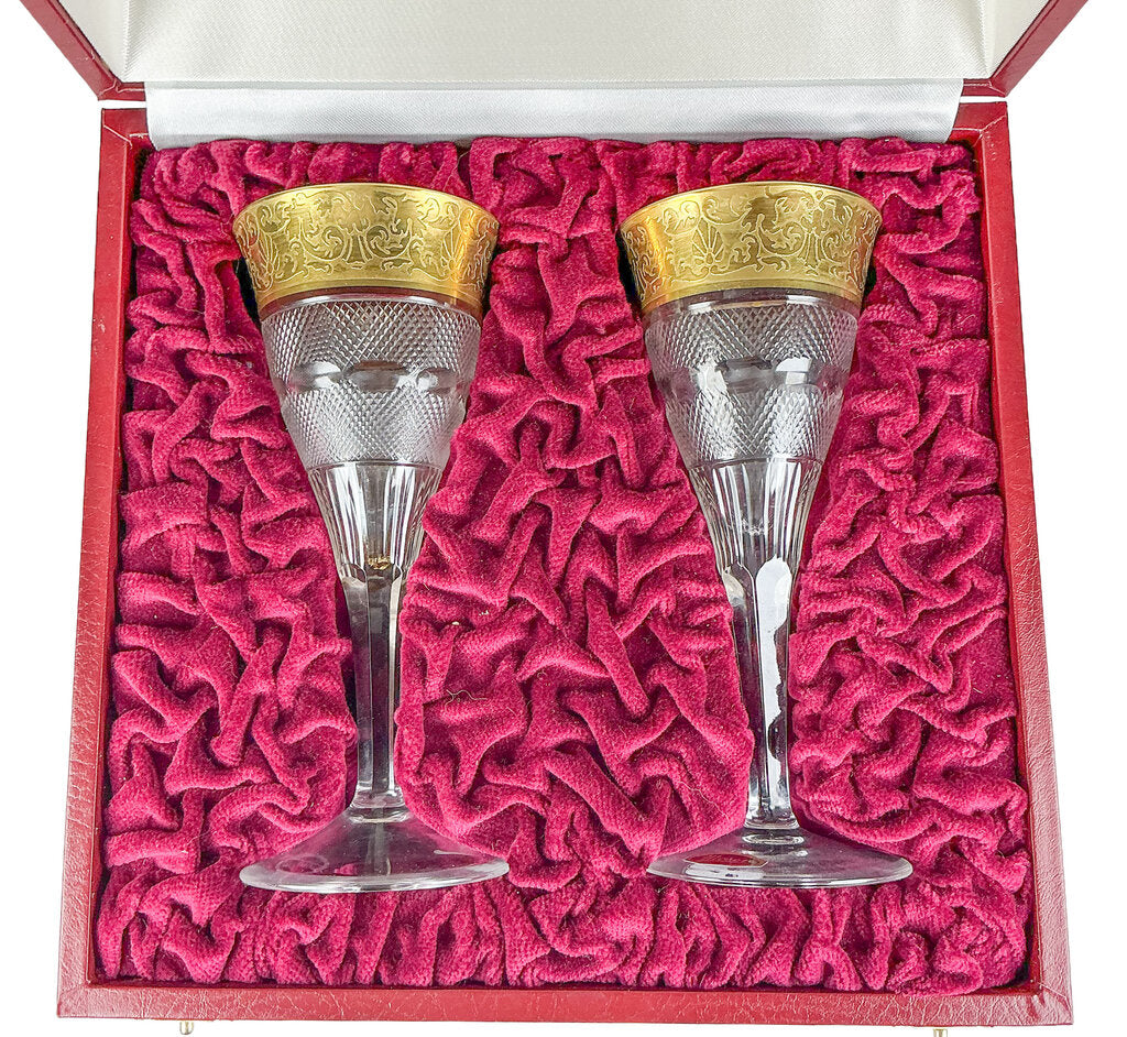 PAIR Moser Glass Cordials in Box