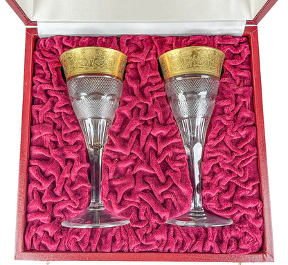 PAIR Moser Glass Cordials in Box