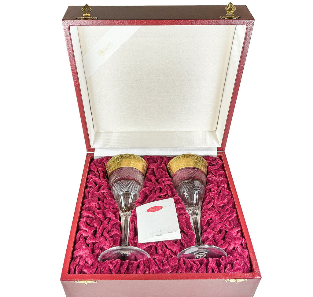 PAIR Moser Glass Cordials in Box