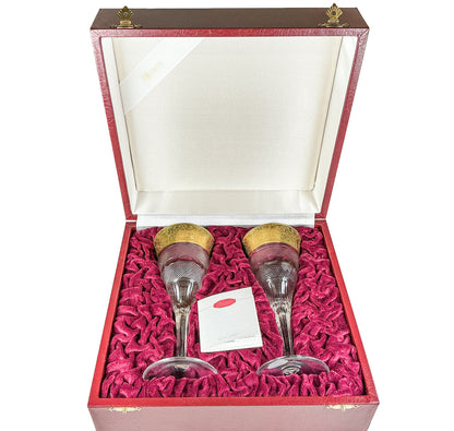 PAIR Moser Glass Cordials in Box