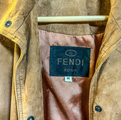 Vintage Fendi Batwing Duster Jacket in Camel Suede