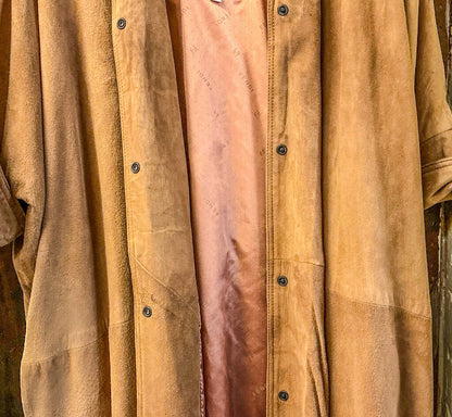 Vintage Fendi Batwing Duster Jacket in Camel Suede
