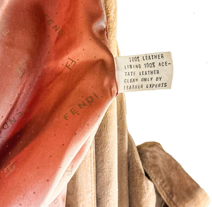 Vintage Fendi Batwing Duster Jacket in Camel Suede